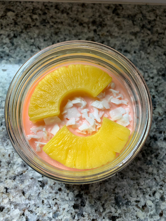 Pina Colada themed 2 wick soy candle