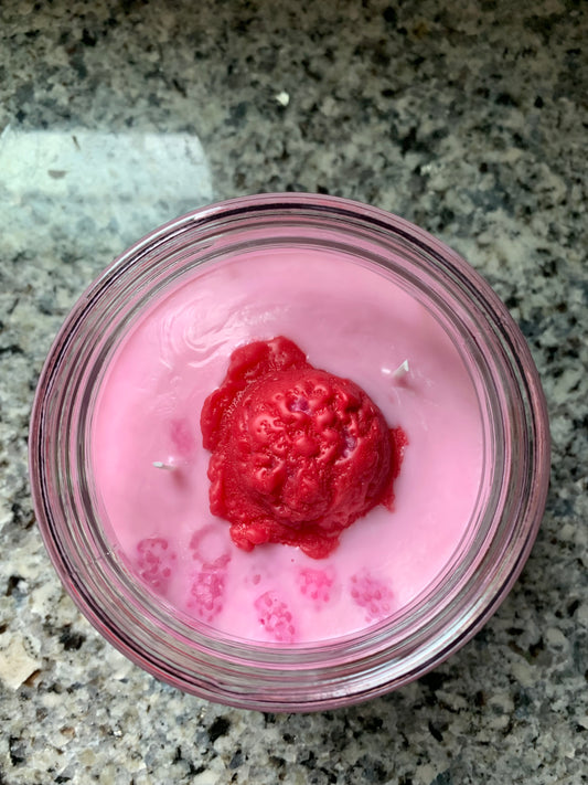 Raspberry Sorbet themed 2 wick soy candle